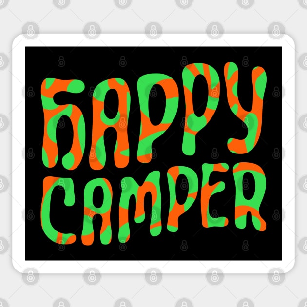 Happy Camper (psychedelic orange and green) Sticker by Ofeefee